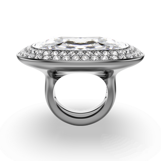 Una Angelic cocktail ring, Cushion cut, White, Ruthenium plated