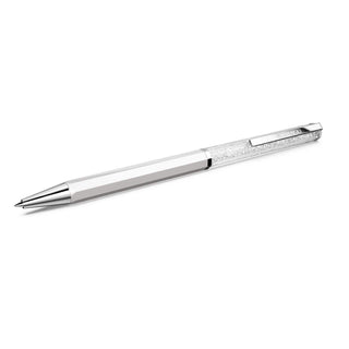 Crystalline ballpoint pen, White lacquered, Chrome plated
