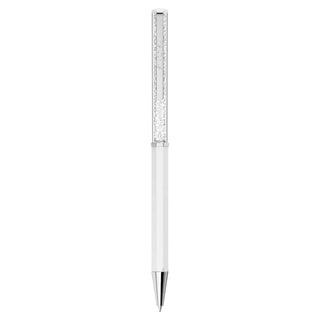 Crystalline ballpoint pen, White lacquered, Chrome plated