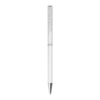 Crystalline ballpoint pen, White lacquered, Chrome plated