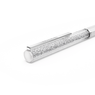Crystalline ballpoint pen, White lacquered, Chrome plated