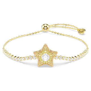 Sublima bracelet, Round cut, Star, Multicolored, 18K gold finish