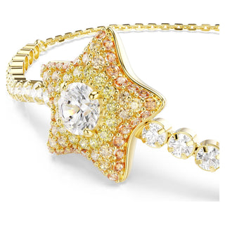 Sublima bracelet, Round cut, Star, Multicolored, 18K gold finish