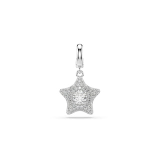 Sublima charm, Round cut, Star, White, Rhodium plated