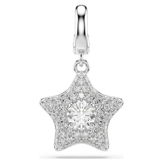 Sublima charm, Round cut, Star, White, Rhodium plated
