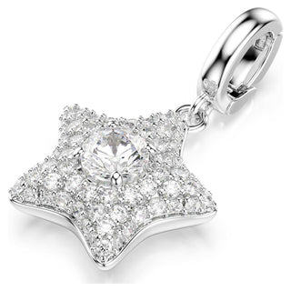 Sublima charm, Round cut, Star, White, Rhodium plated