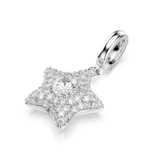 Sublima charm, Round cut, Star, White, Rhodium plated