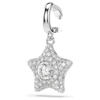 Sublima charm, Round cut, Star, White, Rhodium plated