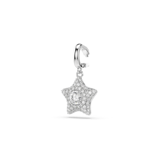 Sublima charm, Round cut, Star, White, Rhodium plated