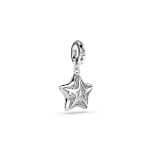 Sublima charm, Round cut, Star, White, Rhodium plated