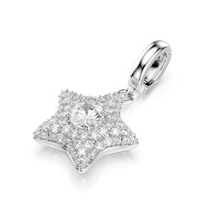 Sublima charm, Round cut, Star, White, Rhodium plated