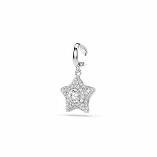 Sublima charm, Round cut, Star, White, Rhodium plated