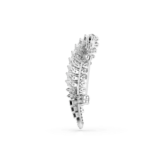 Vienna brooch, Mixed cuts, Feather, White, Rhodium plated