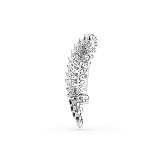 Vienna brooch, Mixed cuts, Feather, White, Rhodium plated
