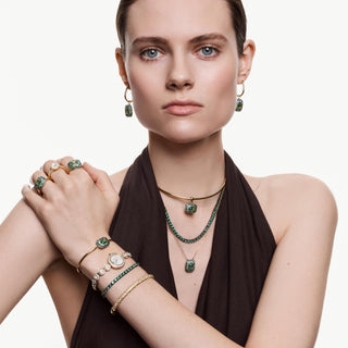 Sublima choker, Octagon cut, Green, 18K gold finish