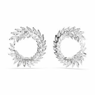 Mesmera hoop earrings, Marquise cut, White, Rhodium plated