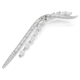 Mesmera brooch, Mixed cuts, White, Rhodium plated