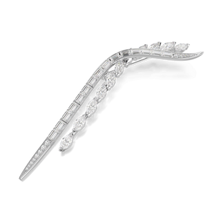 Mesmera brooch, Mixed cuts, White, Rhodium plated