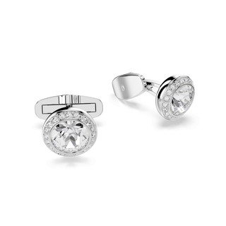 Una Angelic cufflinks, Round cut, White, Rhodium plated
