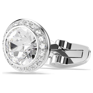 Una Angelic cufflinks, Round cut, White, Rhodium plated