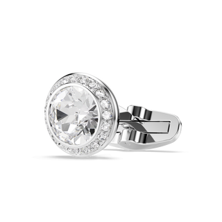 Una Angelic cufflinks, Round cut, White, Rhodium plated