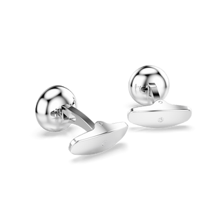 Una Angelic cufflinks, Round cut, White, Rhodium plated