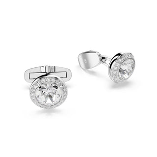 Una Angelic cufflinks, Round cut, White, Rhodium plated
