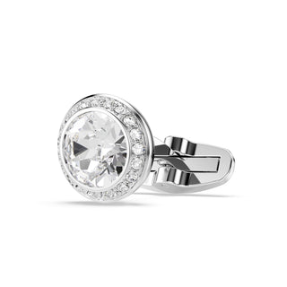 Una Angelic cufflinks, Round cut, White, Rhodium plated