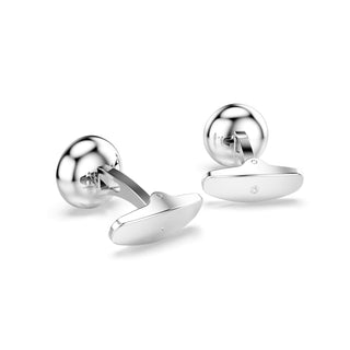 Una Angelic cufflinks, Round cut, White, Rhodium plated