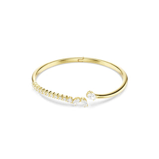 Mesmera bangle, Mixed cuts, White, 18K gold finish