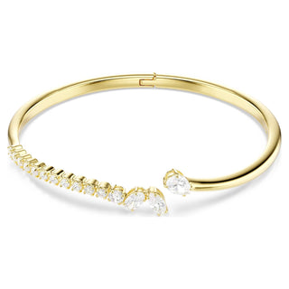 Mesmera bangle, Mixed cuts, White, 18K gold finish