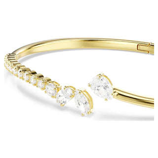 Mesmera bangle, Mixed cuts, White, 18K gold finish