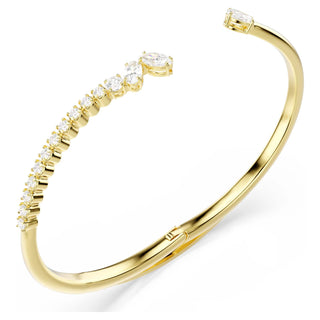 Mesmera bangle, Mixed cuts, White, 18K gold finish