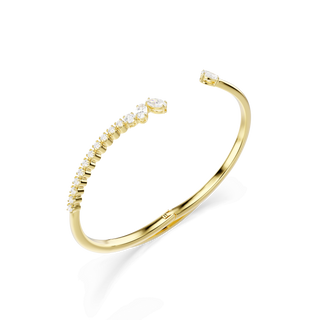 Mesmera bangle, Mixed cuts, White, 18K gold finish