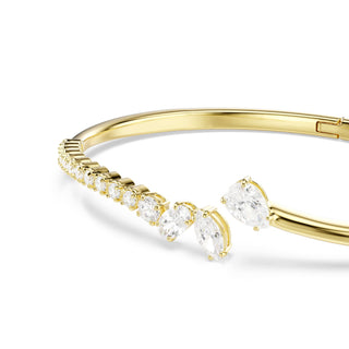 Mesmera bangle, Mixed cuts, White, 18K gold finish