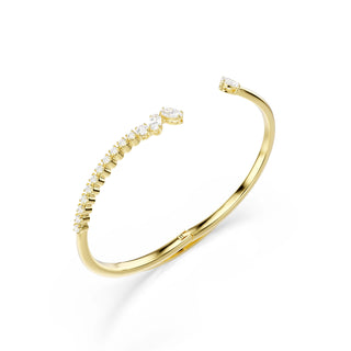 Mesmera bangle, Mixed cuts, White, 18K gold finish