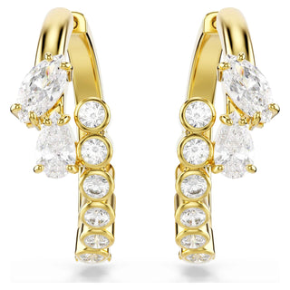 Mesmera hoop earrings, Mixed cuts, White, 18K gold finish