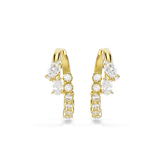 Mesmera hoop earrings, Mixed cuts, White, 18K gold finish