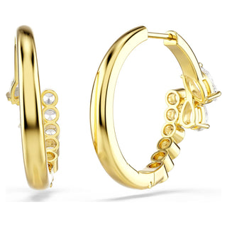 Mesmera hoop earrings, Mixed cuts, White, 18K gold finish