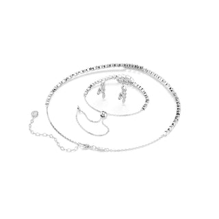 Mesmera set, Set (3), Marquise cut, White, Rhodium plated