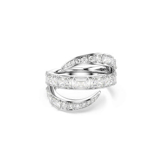 Vienna ring, Mixed cuts, Swan, White, Rhodium plated