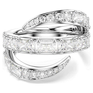 Vienna ring, Mixed cuts, Swan, White, Rhodium plated