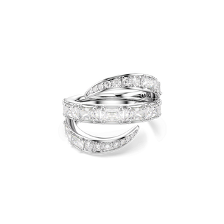 Vienna ring, Mixed cuts, Swan, White, Rhodium plated