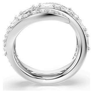 Vienna ring, Mixed cuts, Swan, White, Rhodium plated