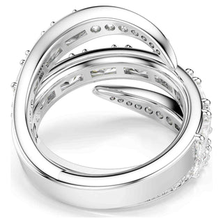 Vienna ring, Mixed cuts, Swan, White, Rhodium plated
