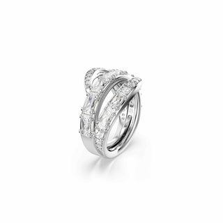 Vienna ring, Mixed cuts, Swan, White, Rhodium plated