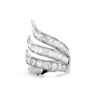 Vienna cocktail ring, Mixed cuts, Swan, White, Rhodium plated