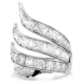 Vienna cocktail ring, Mixed cuts, Swan, White, Rhodium plated