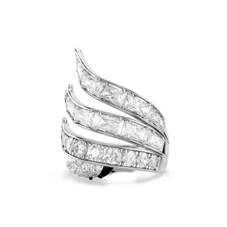 Vienna cocktail ring, Mixed cuts, Swan, White, Rhodium plated