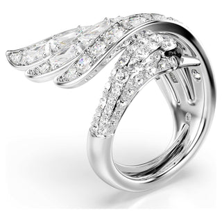 Vienna cocktail ring, Mixed cuts, Swan, White, Rhodium plated